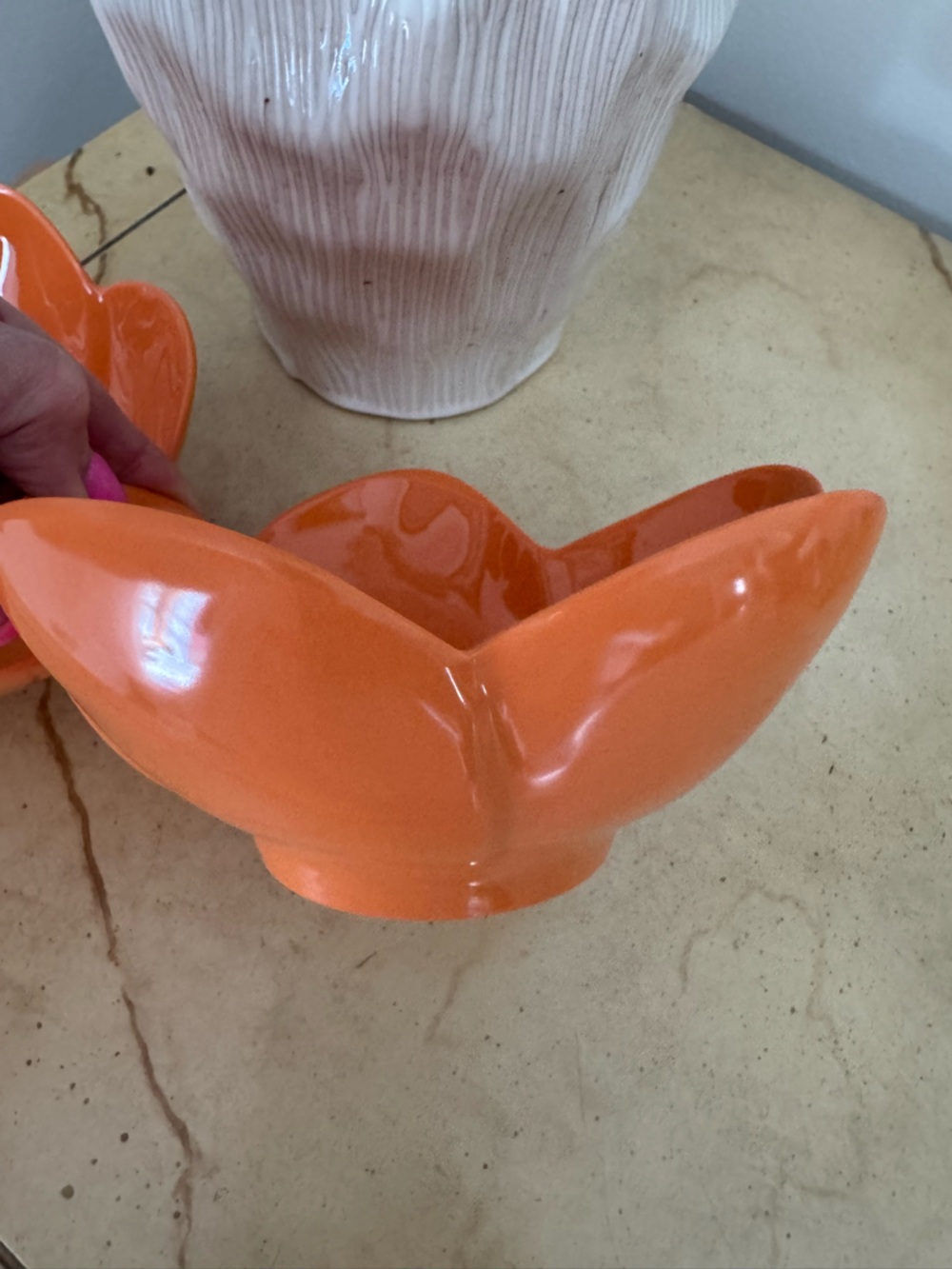 Room Essentials Melamine Bright Orange Flower Bowls Set of 2 NEW - Picture 4 of 4